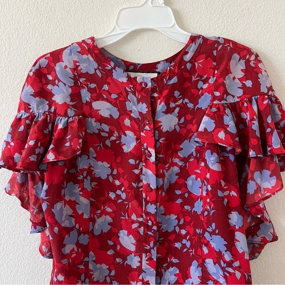 Alexis 100% Silk Floral Danijela Ruffled Blouse Top SZ Medium - Picture 5 of 14